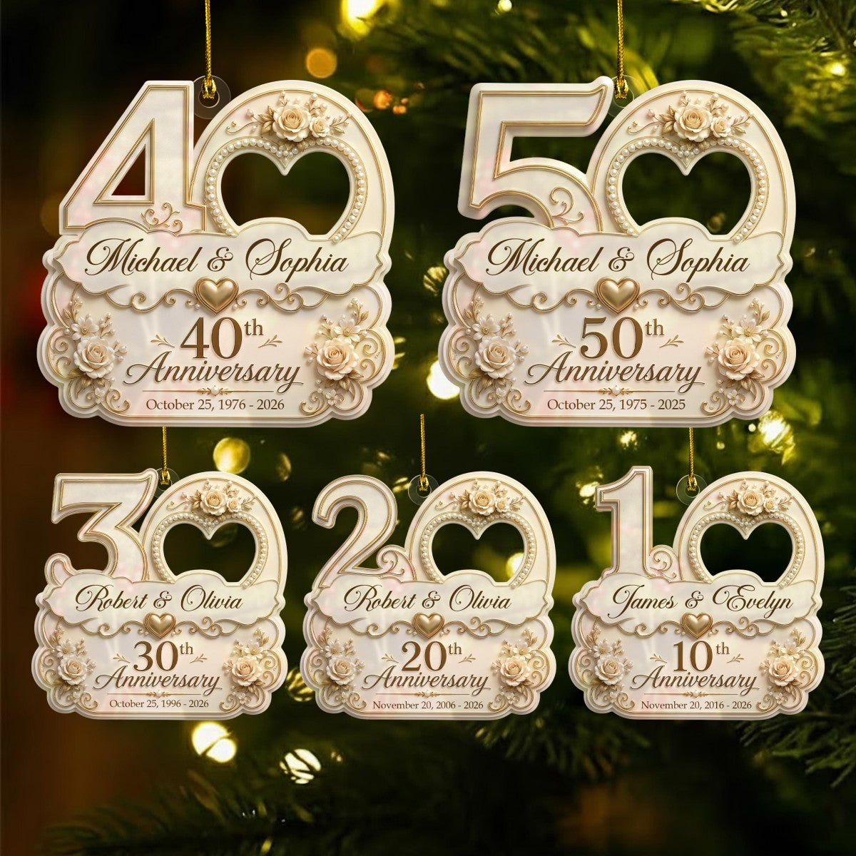 "Mr & Mrs" Personalized Wedding Anniversary Acrylic Ornament – Christmas Keepsake Gift For Couples
