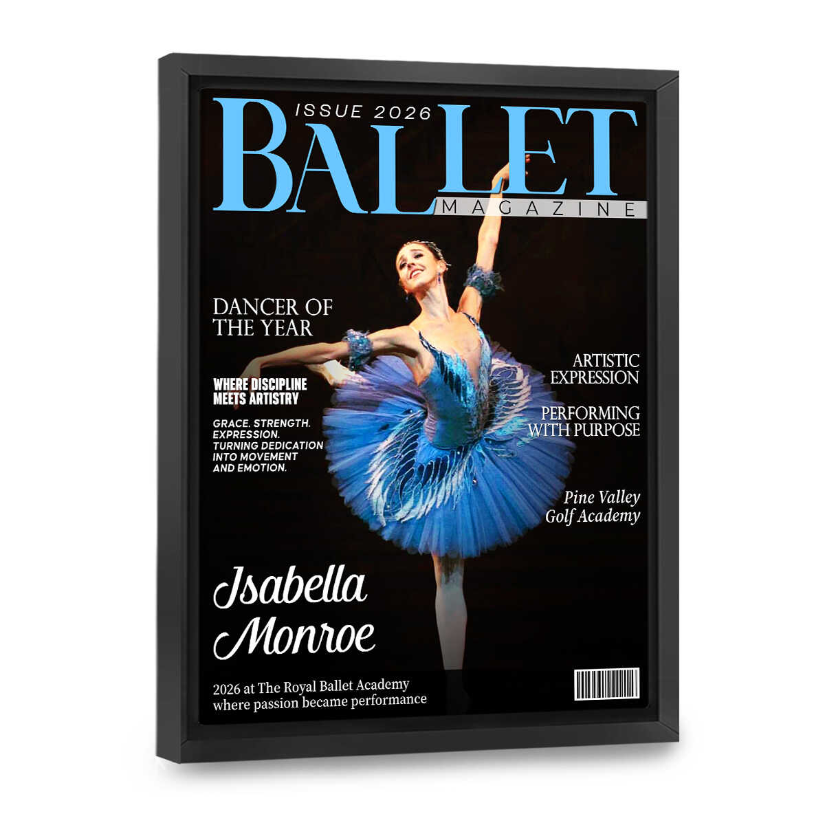 Ballet Dancer Magazine Cover Canvas, Personalized Dance Gift For Ballet Dancers