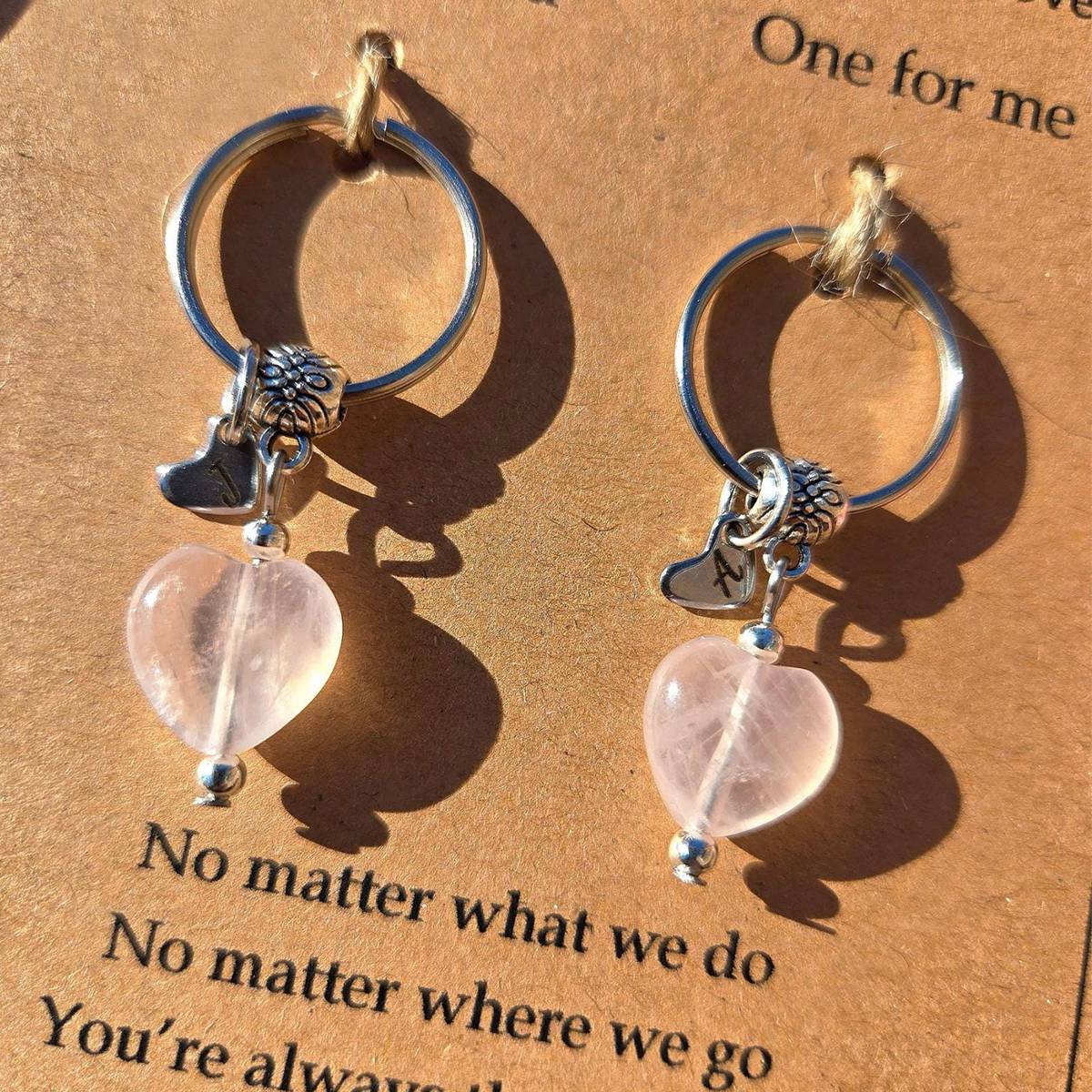 Rose Quartz For Unconditional Love Personalized Crystal Keyring Gift Set