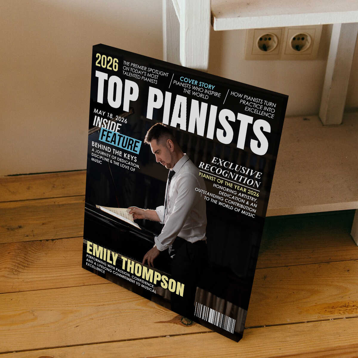 "Top Pianists" Magazine Cover Canvas – Personalized Photo Gift For Pianists | Piano Lover Appreciation Gift