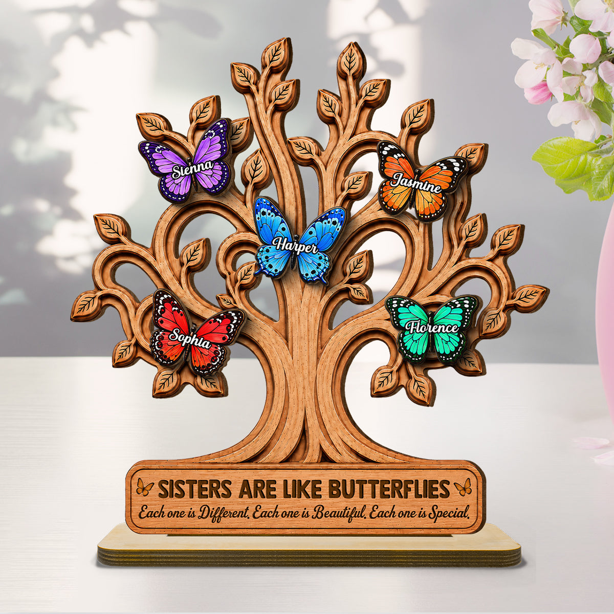 Personalized "Besties Are Like Butterflies" Wooden Plaque – Gift For Sisters & Best Friends