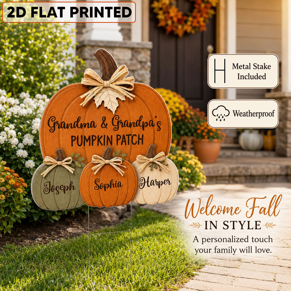 "Grandma & Grandpa's Pumpkin Patch" – Cozy Rustic Fall Yard Sign | Personalized Fall Decor For Grandparents