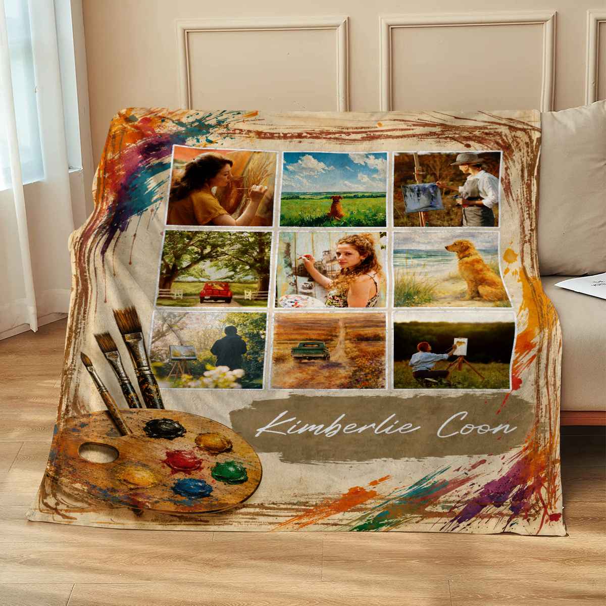 Custom Artist Portfolio Blanket – Personalized Painter Gift | Fine Art Throw For Art Lovers