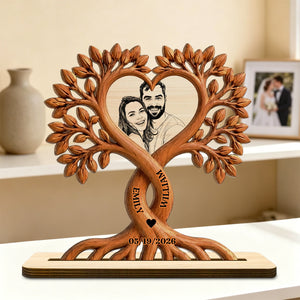 Love Forever Tree - Personalized Custom Wood Plaque With Flat Base