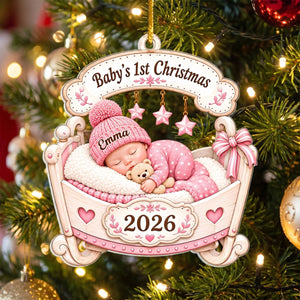 "Baby's First Christmas 2026" – Personalized Acrylic Ornament | Custom Name Keepsake For Newborn Baby Gift