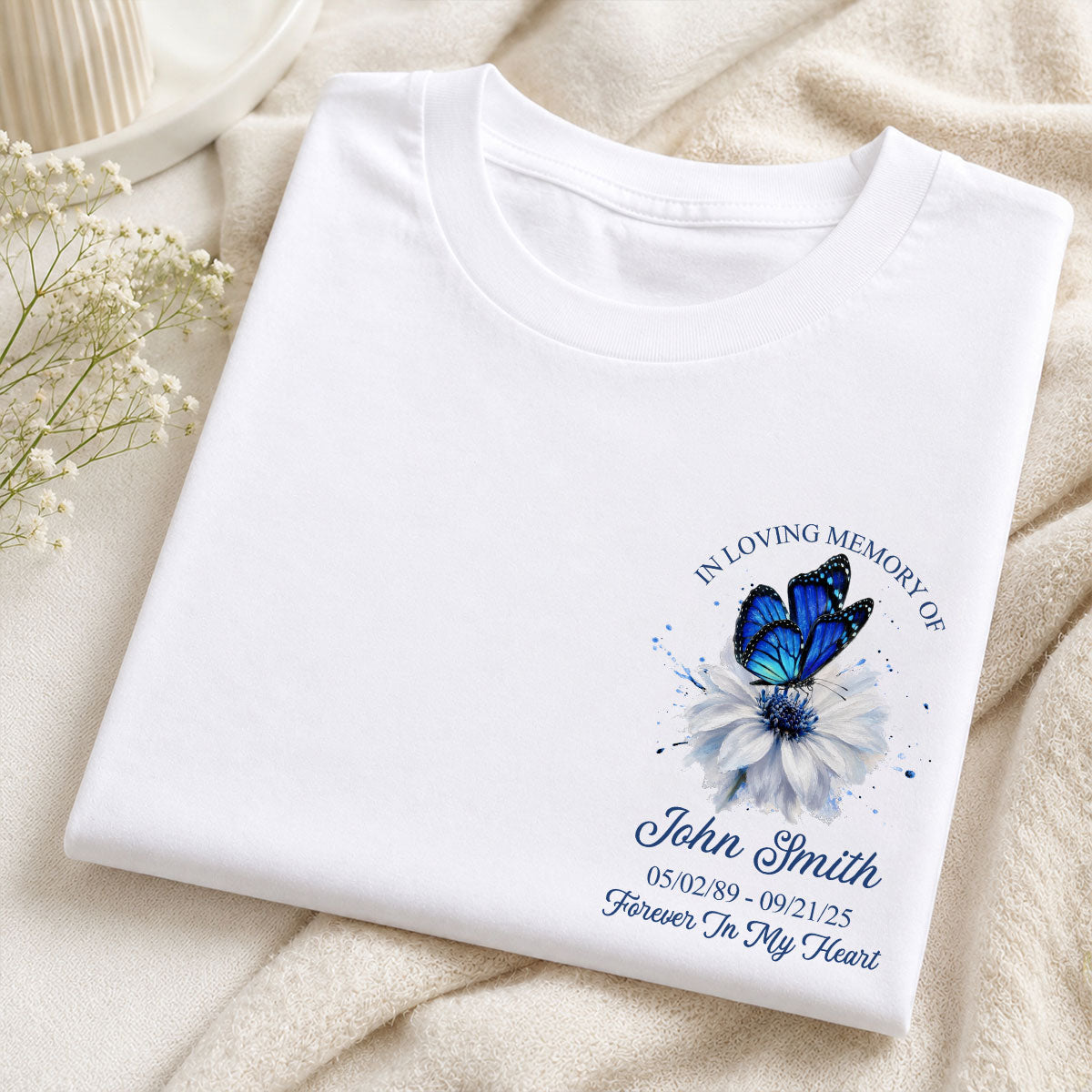 "Forever In My Heart" – Butterfly Memorial Shirt | A Personalized Remembrance Gift For Grieving Hearts