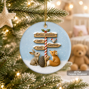 Personalized "Baby's First Christmas" North Pole Ornament – Ceramic Keepsake For Baby's 1st Christmas