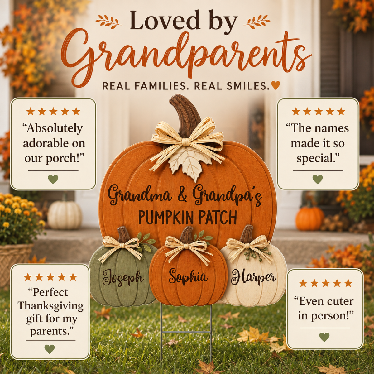 "Grandma & Grandpa's Pumpkin Patch" – Cozy Rustic Fall Yard Sign | Personalized Fall Decor For Grandparents