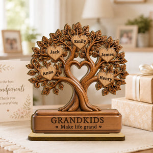 "Grandkids Make Life Grand" – Personalized Wooden Plaque | Gift For Grandma, Grandpa & Grandparents