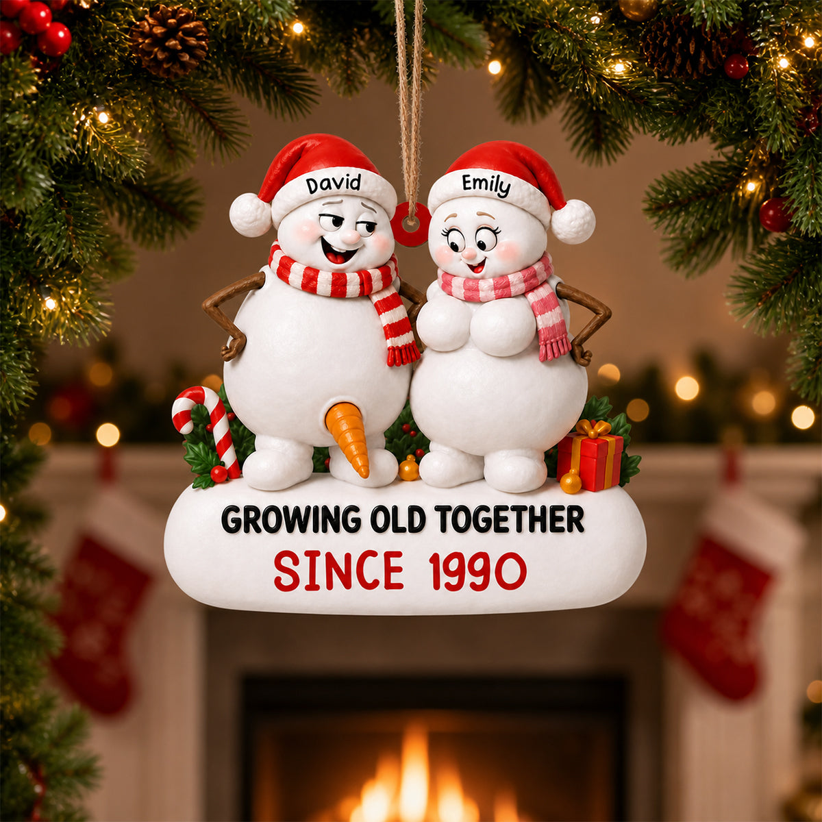 "Growing Old Together" – Personalized Acrylic Hanging Ornament | Gift For Couples