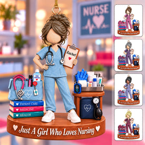 Personalized "Just A Girl Who Loves Nursing" Acrylic Ornament – Custom Name Keepsake Gift For Nurses