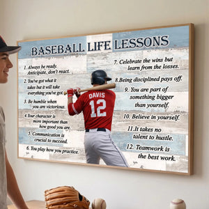Personalized "Train Hard, Play Smart, Win With Heart" Baseball Poster – Life Lessons Gift For Baseball Lovers