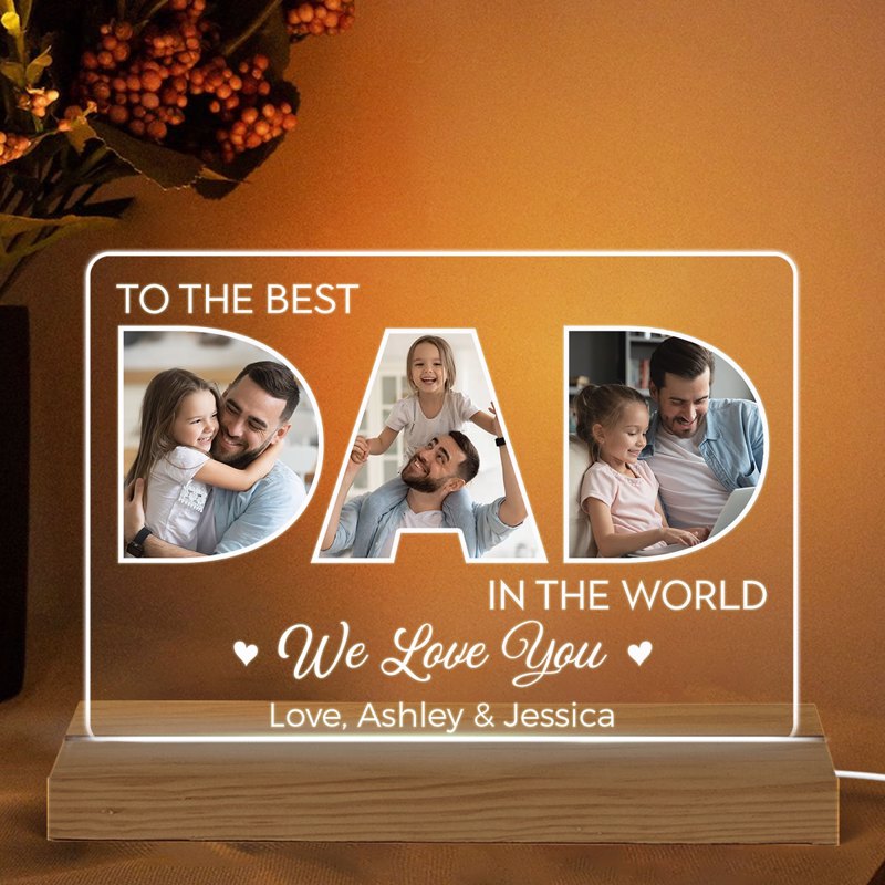 Best Dad In The World - Personalized Photo Acrylic Block LED Night Light