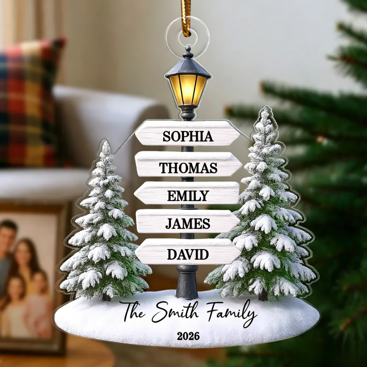 Christmas Decoration – Personalized Family Name Tree Acrylic Ornament