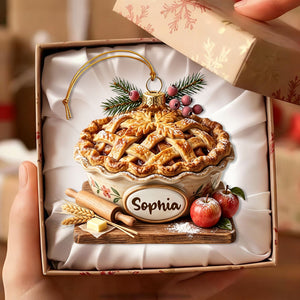 Personalized Apple Pie Ornament,Custom Christmas Keepsake,Gift For Pastry Lovers,Bakery