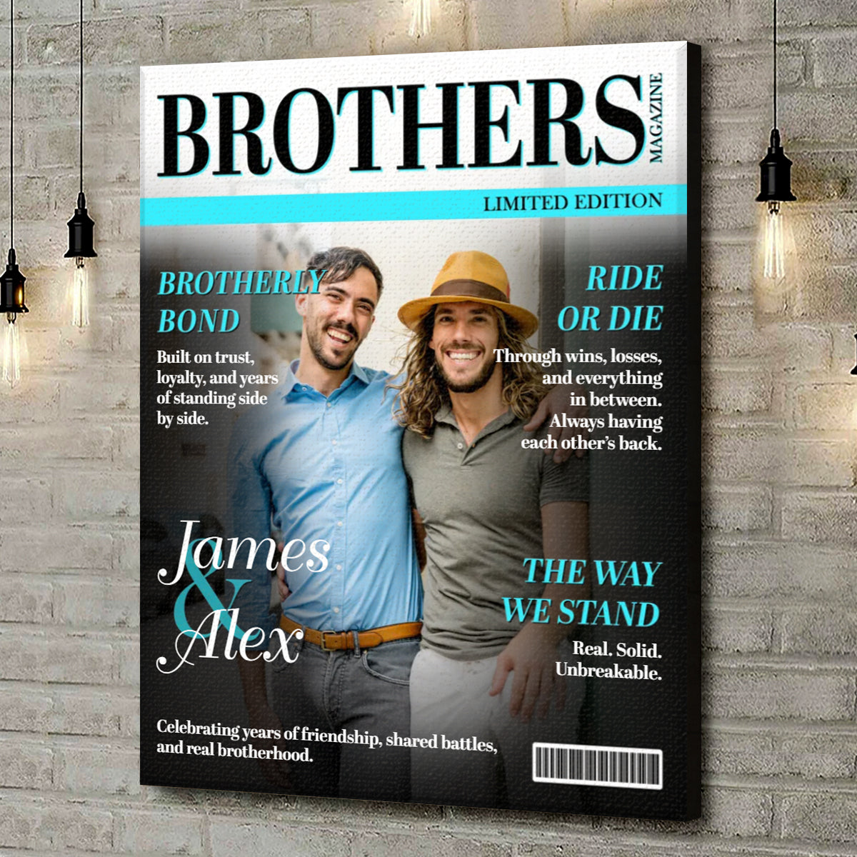Brothers Magazine Cover, Personalized Brother Bond Canvas, Meaningful Gift For Brothers, Sibling Gift For Him, Brotherhood Keepsake