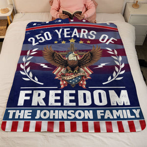 Personalized Family Name America 250th of Freedom With Eagle Blanket