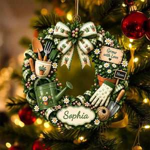 "Grow With Love" – Personalized Gardening Acrylic Hanging Ornament | Gift For Gardeners