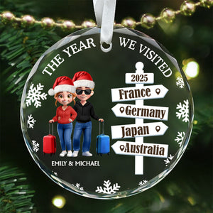 Cherished Travel Memory - Personalized Circle Glass Ornament