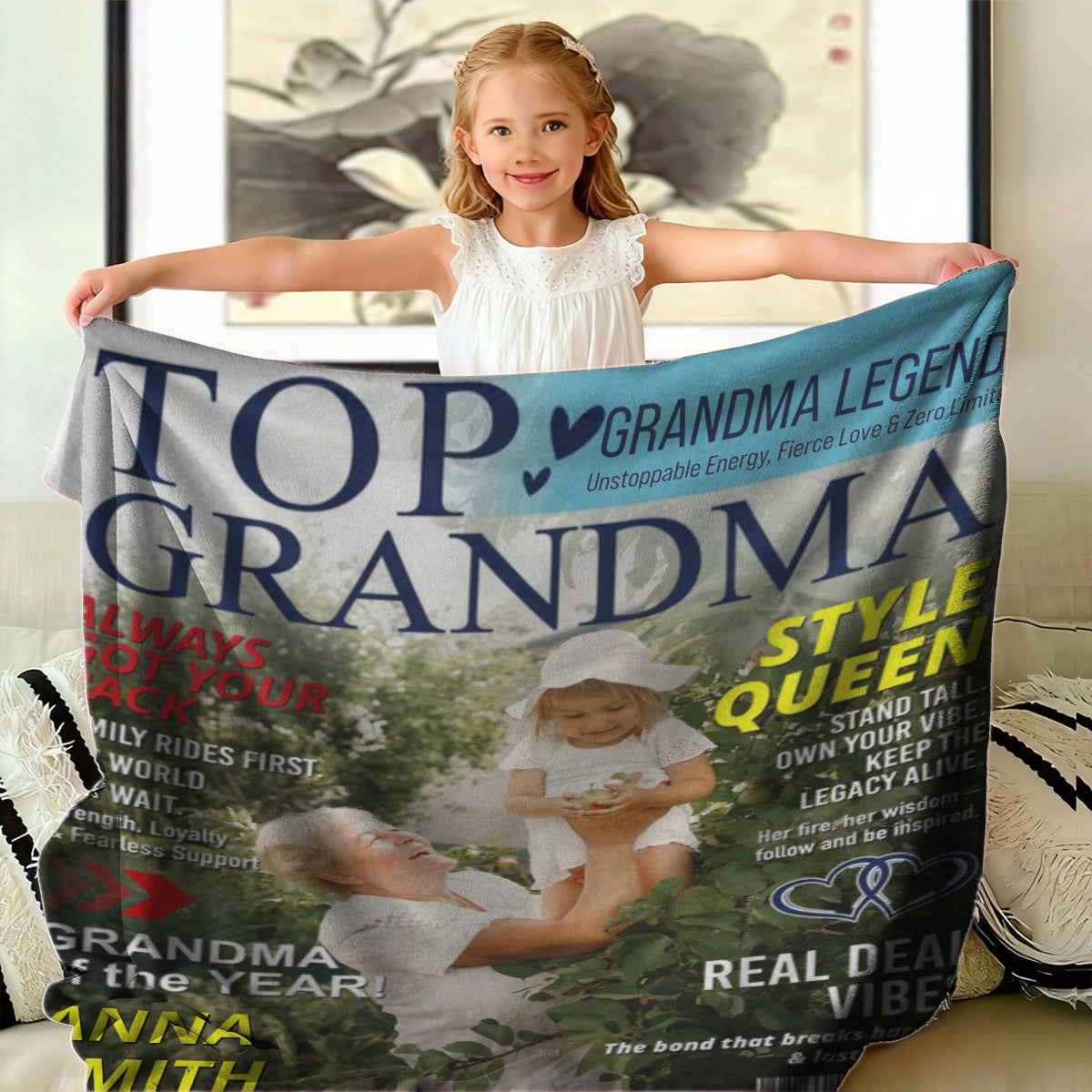 Personalized Grandma Magazine Cover Blanket Gifts for Grandma