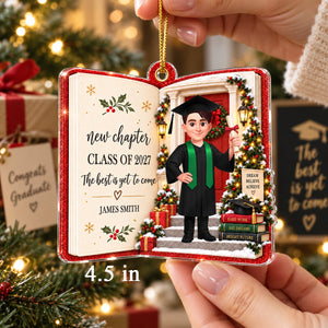 "New Chapter, New Adventures" – Custom Graduate Acrylic Ornament | Personalized Graduation Keepsake