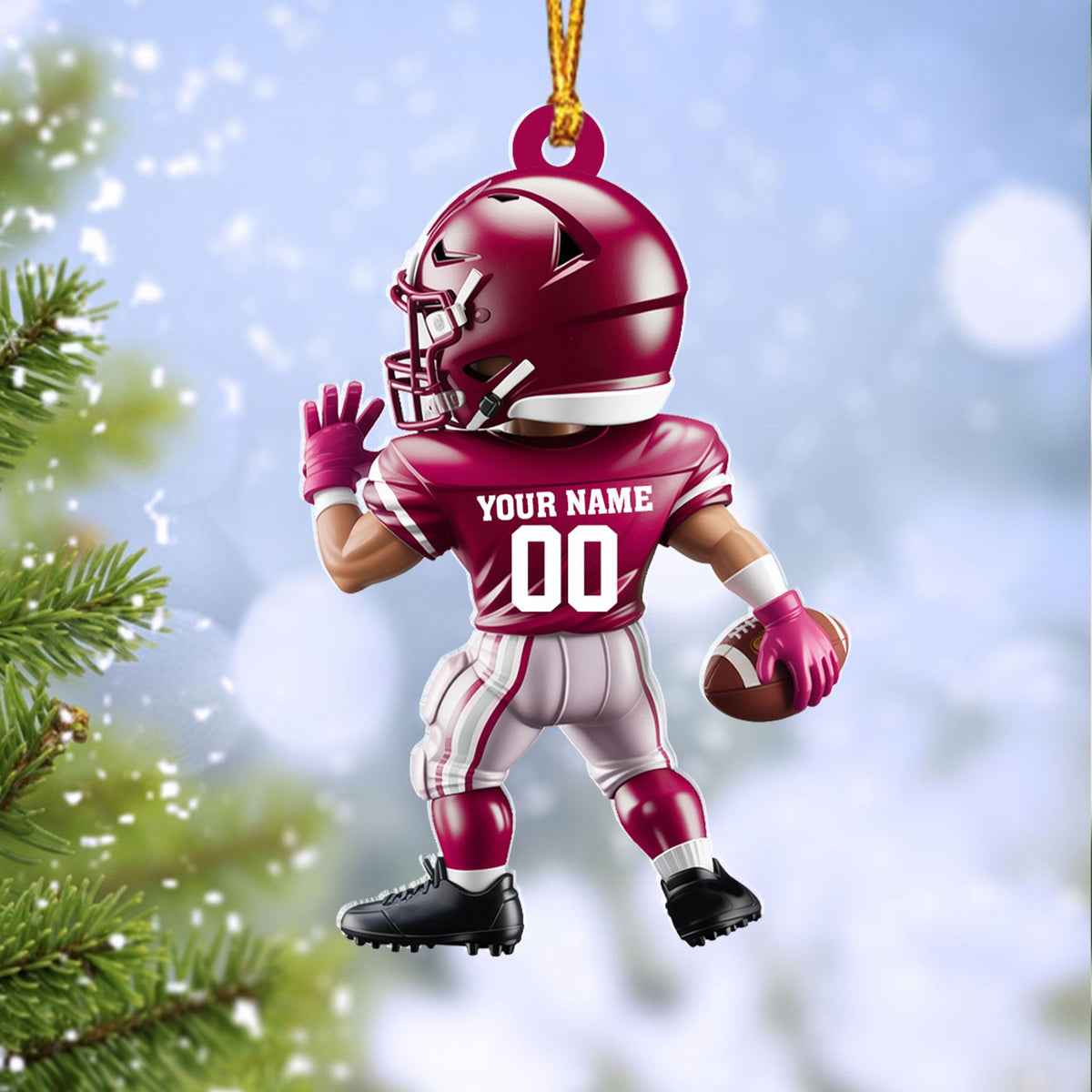 Personalized American Football Christmas Ornament: Custom Player Uniform Acrylic Ornament