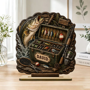 Personalized Name Fishing Tackle Box Wooden Plaque