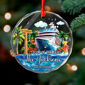 Personalized Cruise Ship Glass Ornament – Custom Family Name Gift for Families & Couples