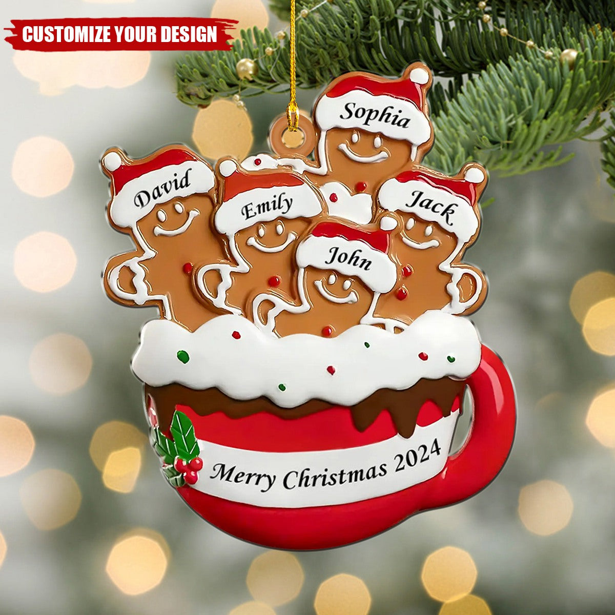 Personalized Christmas Gingerbread Family Ornament