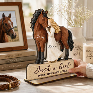 Personalized "Girl Standing With Horse" Wooden Plaque – Keepsake For Horse Lovers