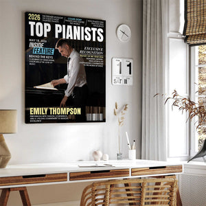 "Top Pianists" Magazine Cover Canvas – Personalized Photo Gift For Pianists | Piano Lover Appreciation Gift