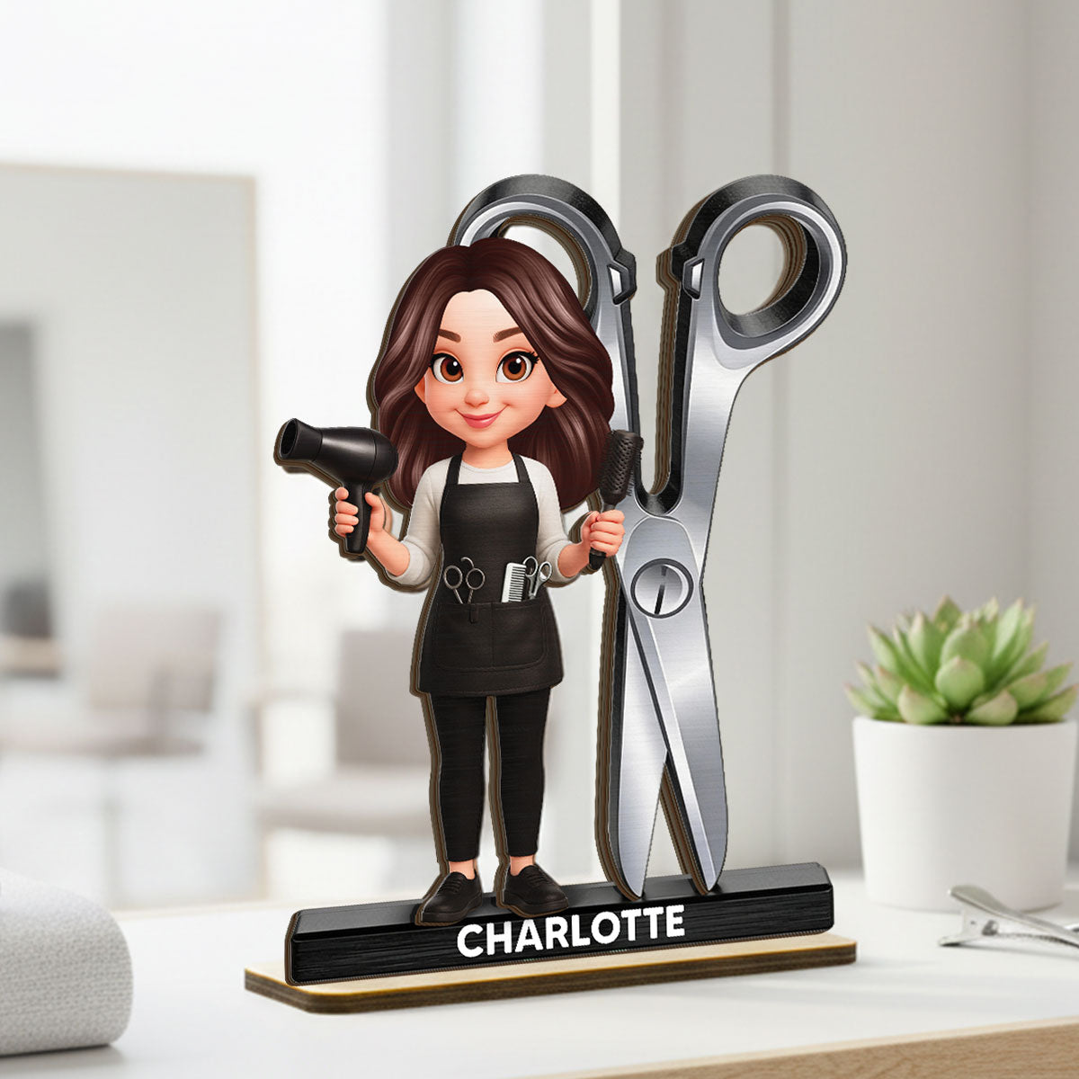 Hairdresser Man Woman - Personalized Wooden Plaque - Gift For Hairdressers