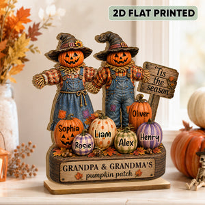 "Grandma & Grandpa's Pumpkin Patch" – Scarecrow Wooden Plaque | Halloween Fall Decor For Her