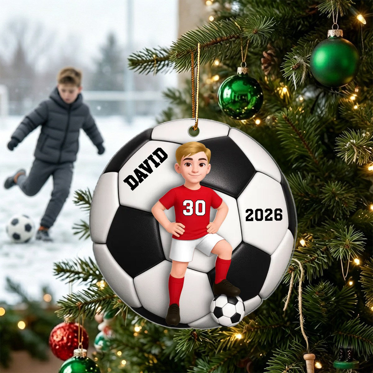 Soccer Girl Boy - Personalized Acrylic Ornament Christmas Gift For Daughter, Gift For Son