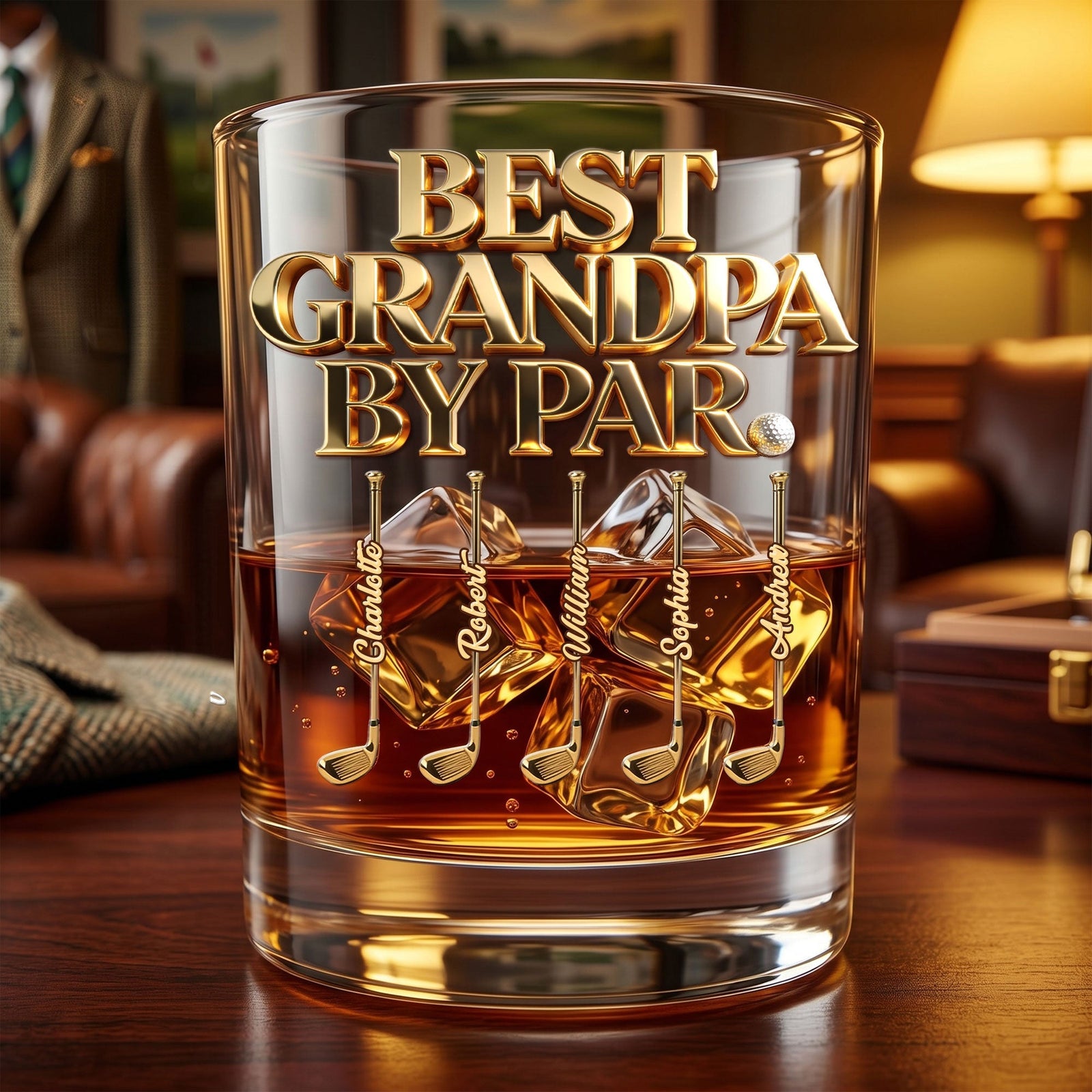 Gift For Golf Dad – Personalized "Legendary Golf Dad" Round Glass