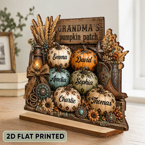 Personalized "Western Leopard Pumpkin Patch" Wooden Plaque – Fall Halloween Decor For Grandma