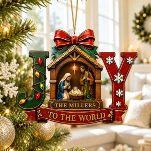 "Joy To The World" – Personalized Christmas Acrylic Hanging Ornament | Holiday Gift For Families