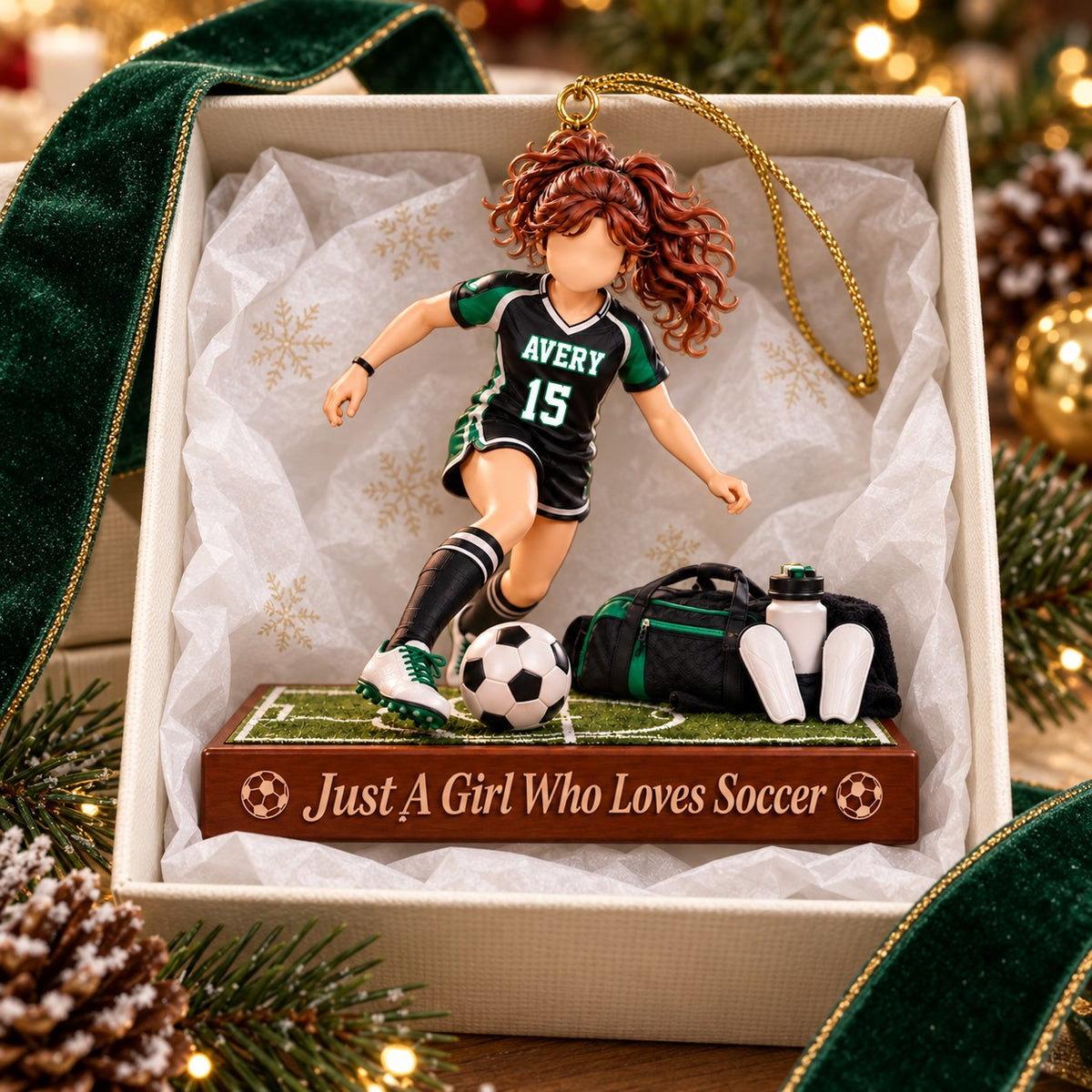 Just a Girl Who Loves Soccer - Personalized Soccer Girl Christmas Ornament, Girls Soccer Player Gift