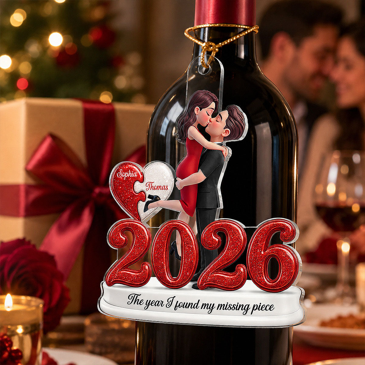 "The Year I Found My Missing Piece" – Personalized Acrylic Ornament | Christmas Keepsake For Couples