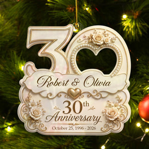"Mr & Mrs" Personalized Wedding Anniversary Acrylic Ornament – Christmas Keepsake Gift For Couples