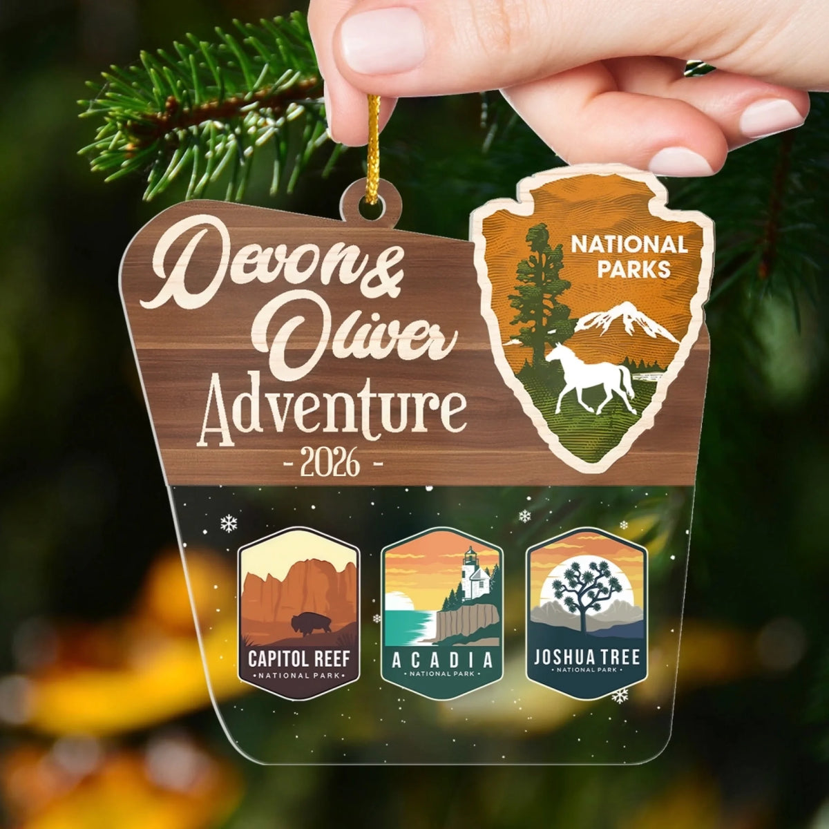 "Adventure National Parks" – Personalized Acrylic Ornament | Photo Keepsake For Adventure Lovers & Park Trips