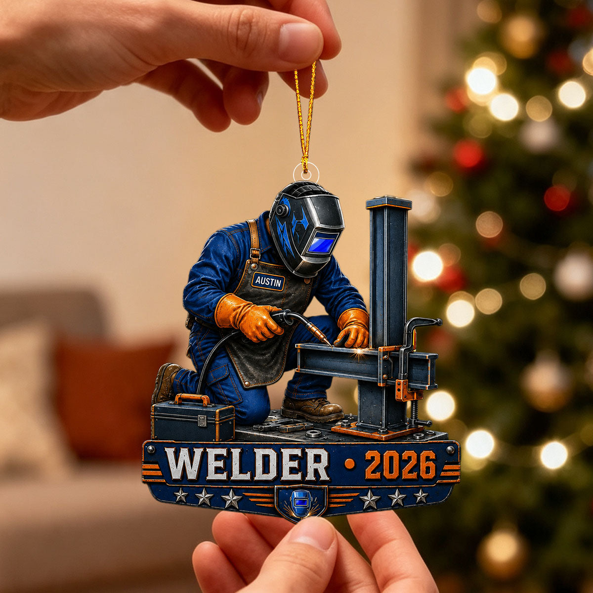 Personalized Welder Christmas Acrylic Ornament – Metalworker Holiday Keepsake | Tradesman Gift 2026