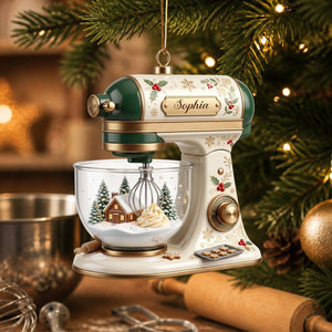 Personalized Cream Vintage Stand Mixer Christmas Ornament Baker Gift