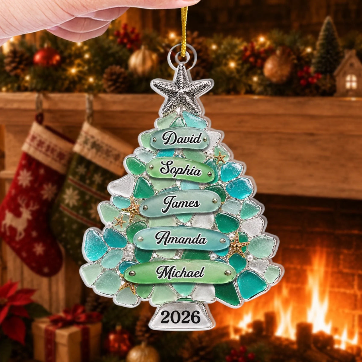 Custom Sea Glass Acrylic Ornament – Personalized Christmas & Birthday Gift For Family | Home Filled With Cheer