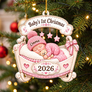 "Baby's First Christmas 2026" – Personalized Acrylic Ornament | Custom Name Keepsake For Newborn Baby Gift