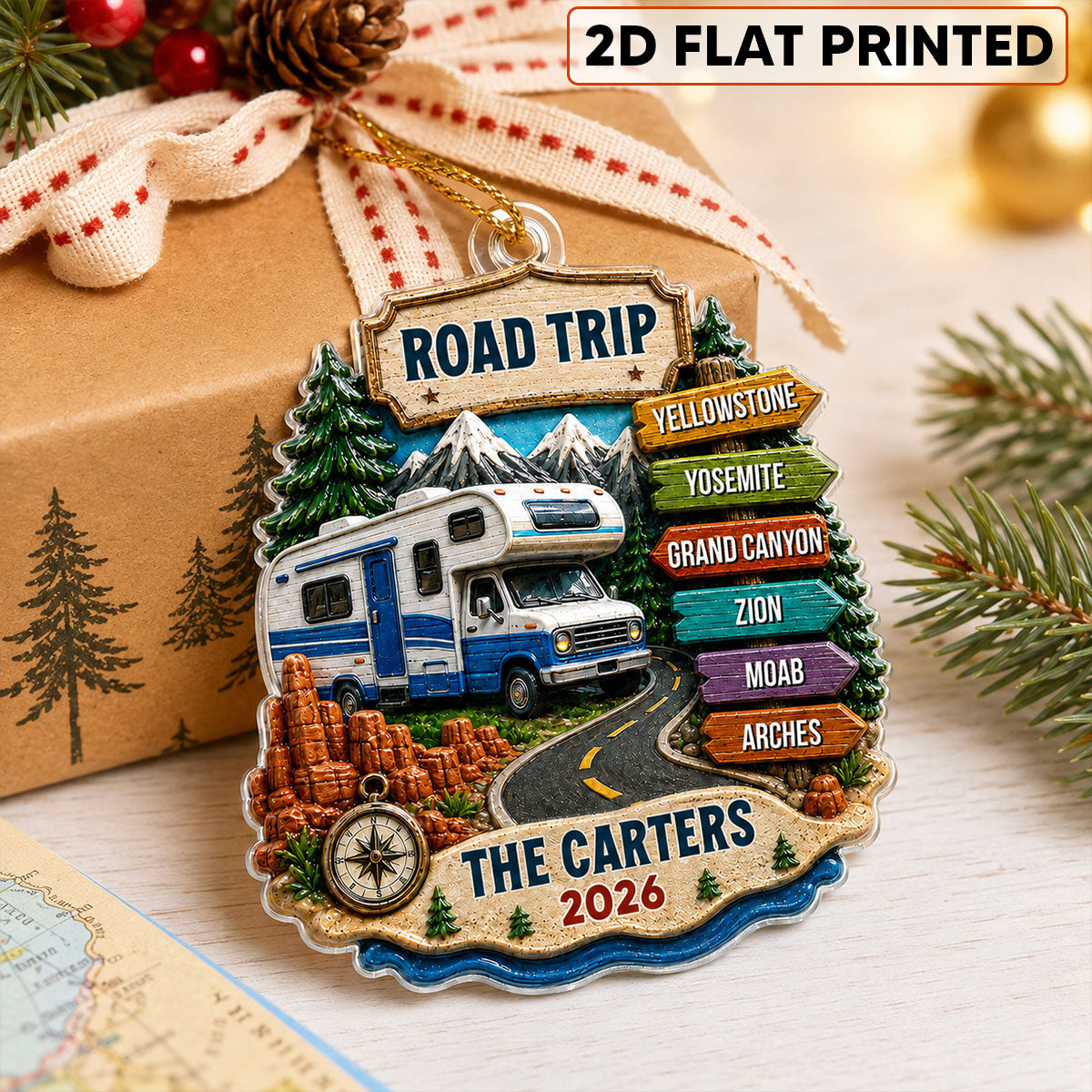 Personalized "Road Trip Adventure" Ornament – Vacation Gift For Couples & Families