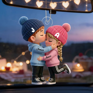 Personalized Acrylic Ornament – Kissing Couple Design Soft Colors | Gift For Her