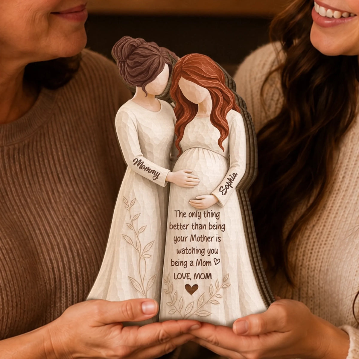 "Our Greatest Adventure Begins" – Custom Thick Wooden Plaque | Personalized Pregnancy Gift For New Mom & Daughter