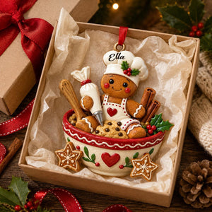 Personalized Gingerbread Chef Ornament – "Baking Spirits Bright" Christmas Decor