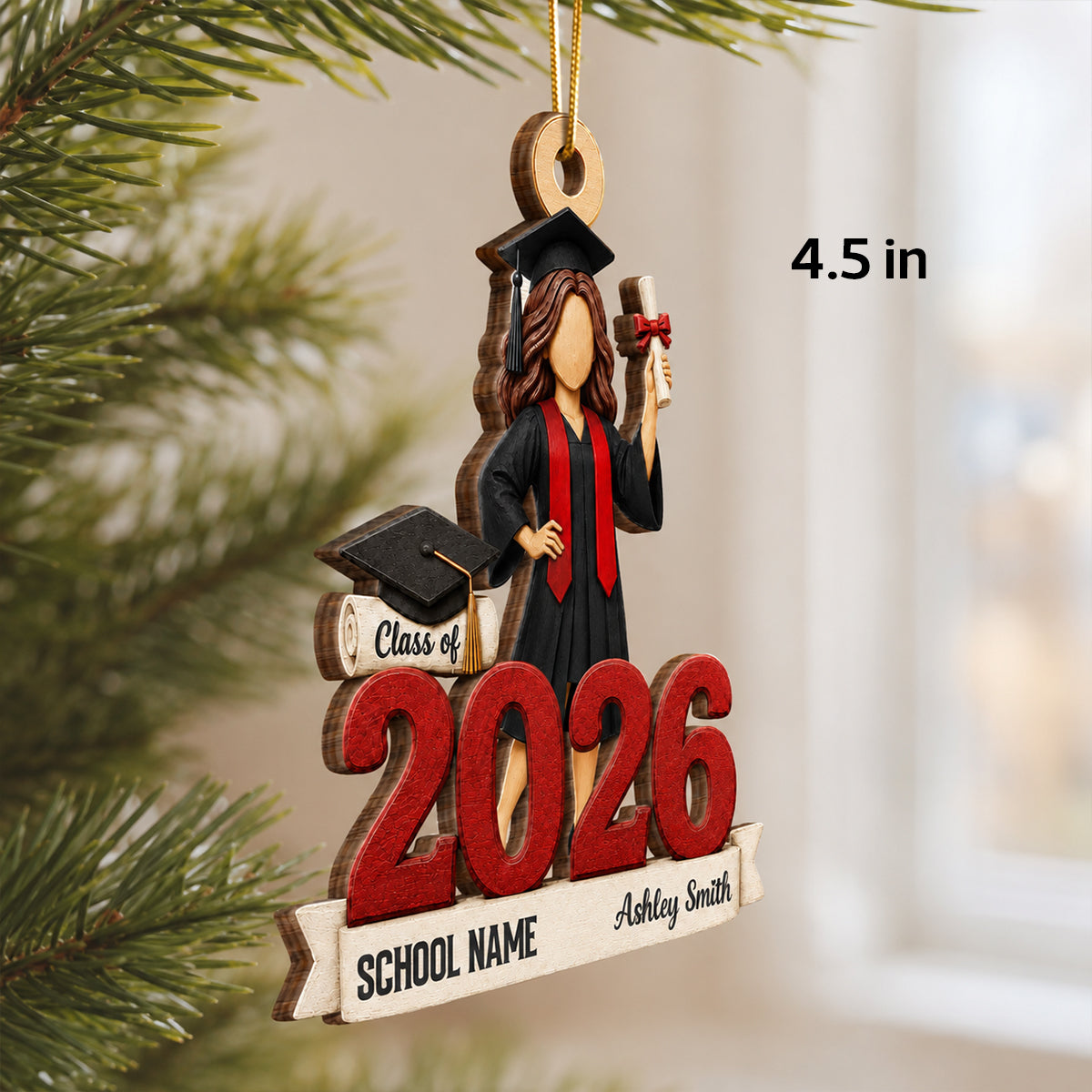 "Class Of 2026" Graduate Senior – Personalized Wooden Ornament | Graduation Gift For Him & Her